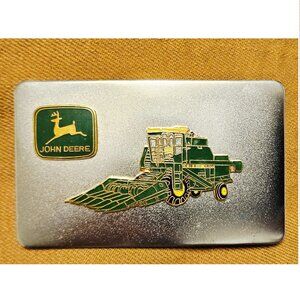 Vintage John Deere Green Yellow Combine Tractor Farming Metal Belt Buckle